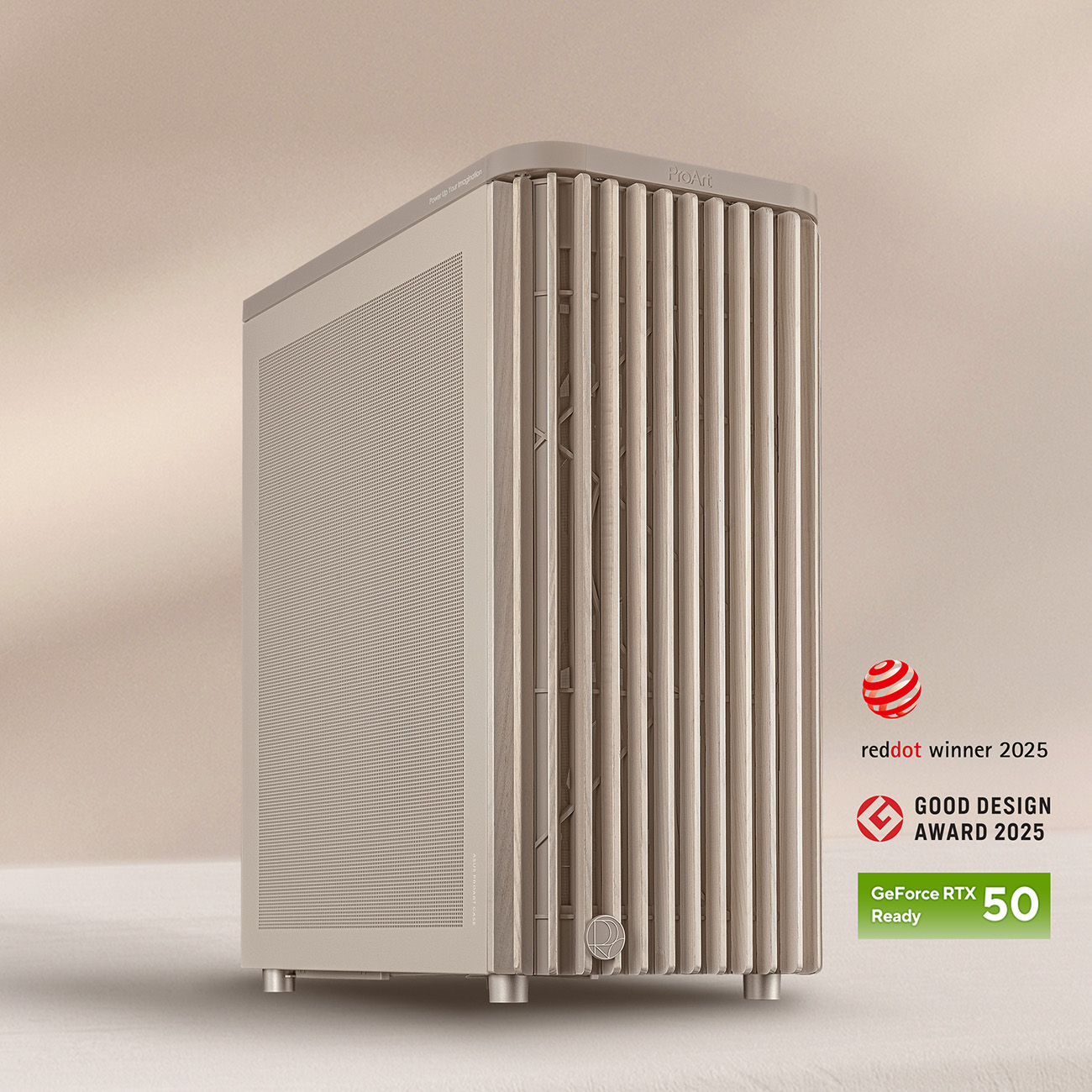 ASUS Pro Art PA401 Wood Edition Beige Mesh-panel PC Case - FSC